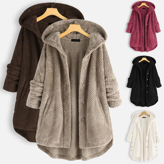 Women's Hooded Double-Sided Velvet Fashion Long Plus-Size Women's Hooded Coat